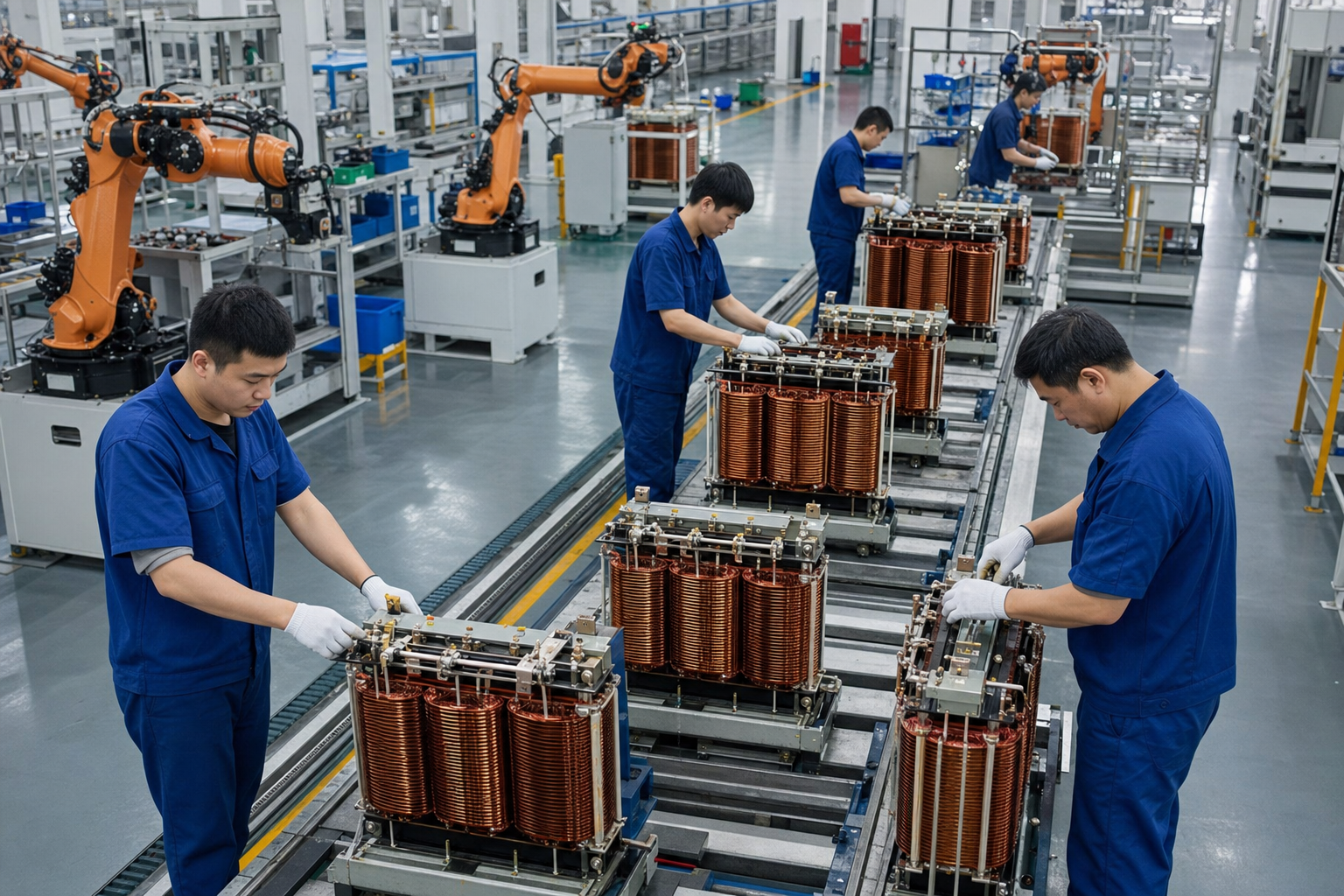 合肥视研电子科技生产车间 — 中国工人在流水线上检测电力电子元器件